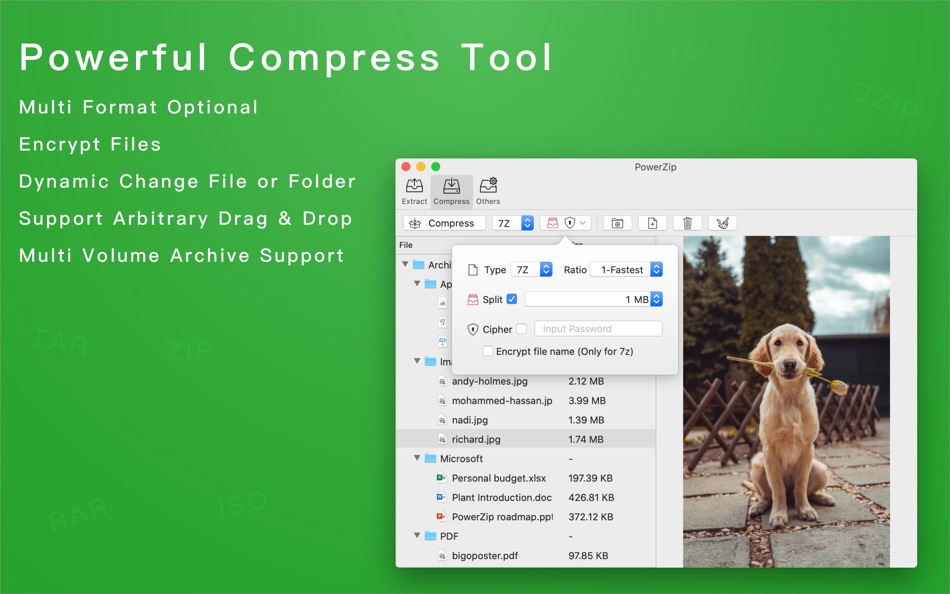 #3. PowerZip-Powerful Archiver (macOS) Podle: 汝峰 向