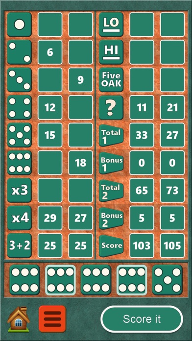 FiveOAK, yatzy dice game Screenshot