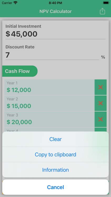 NPV Calculator by ND, calc