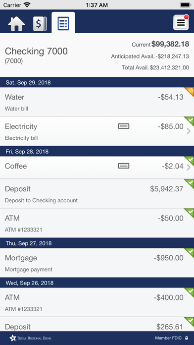Texas Regional Bank Business Screenshot
