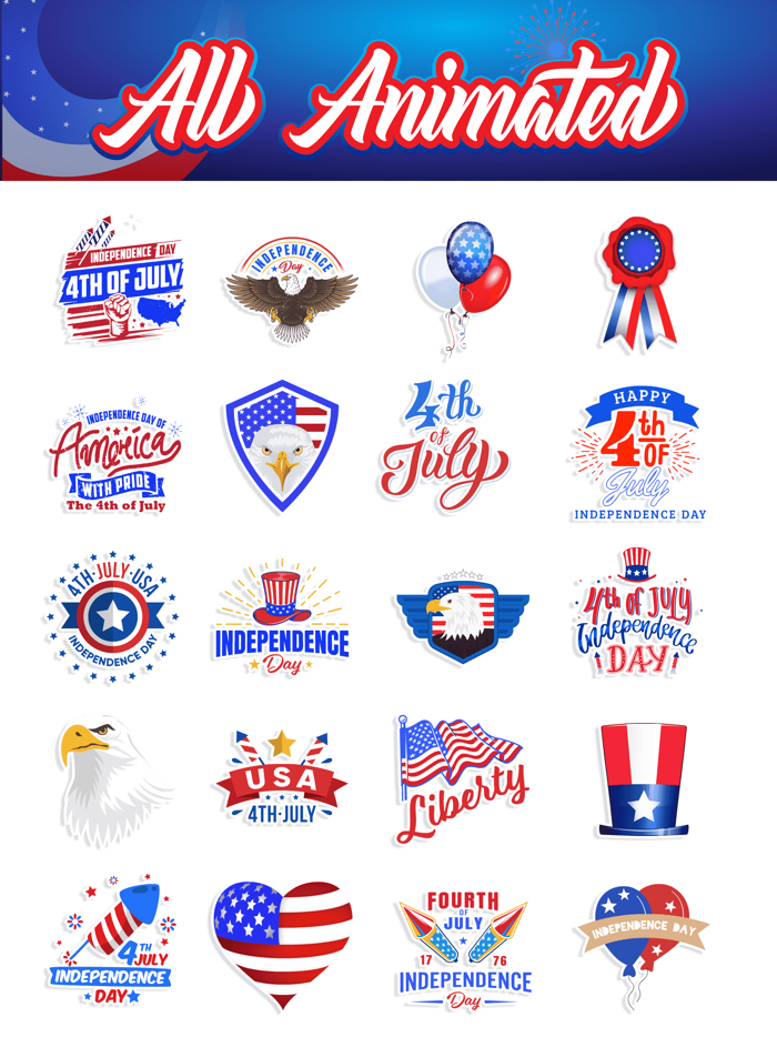 4th of July Animated Stickers