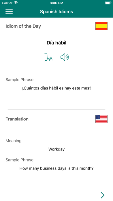 Screenshot #1 pour Idiom A Day - Spanish