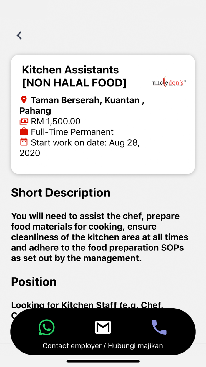 Restoran Staff Malaysia