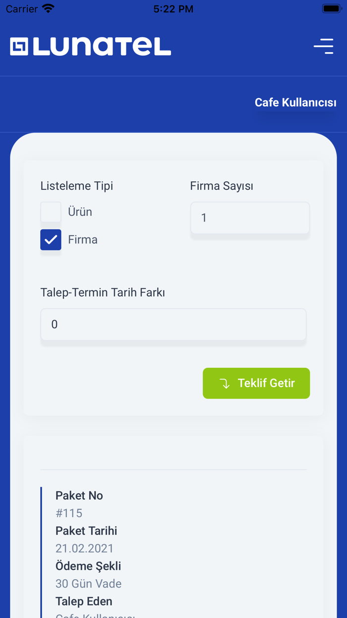 Lunatel - Tedarik Portalı