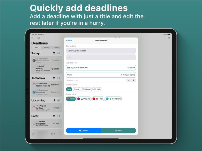 Deadlines Priority To-do List