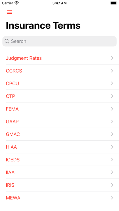 Insurance Dictionary & Terms Screenshot