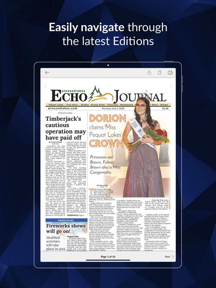 Pine and Lakes EJ E-paper