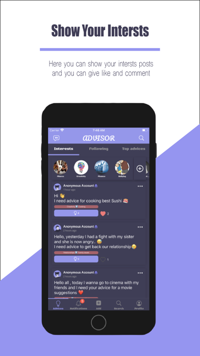 Advisor:Give Anonymous Advices Screenshot