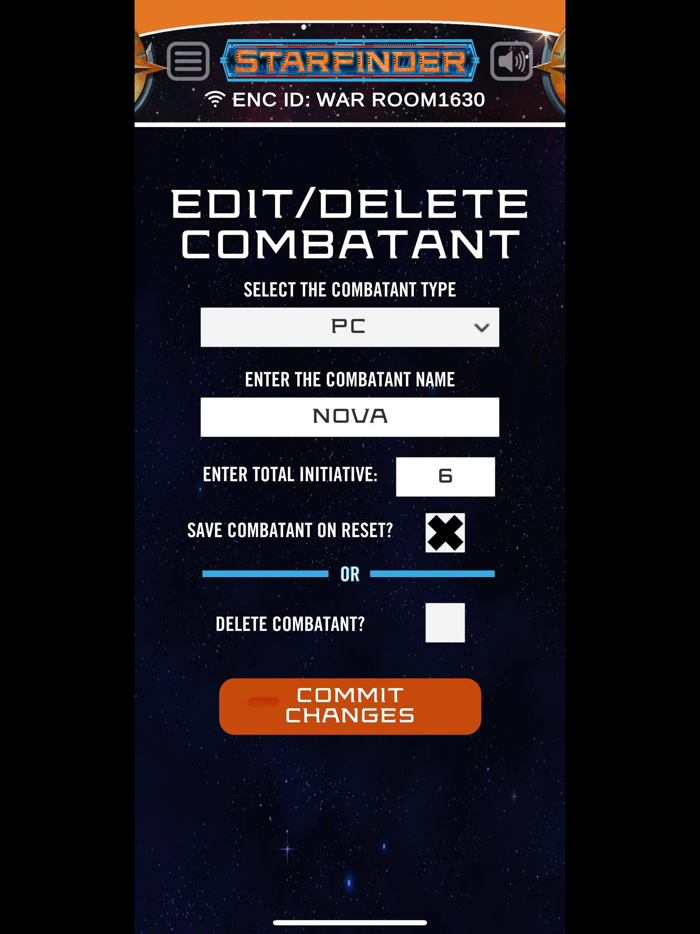 Starfinder Combat Tracker