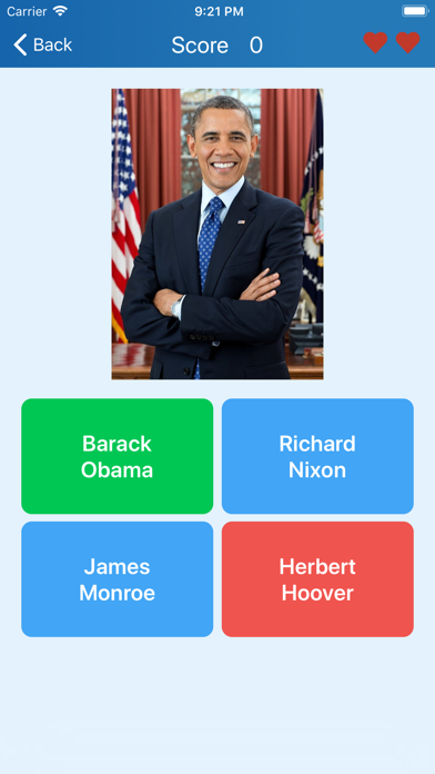 Presidents of the USA - quiz Screenshot