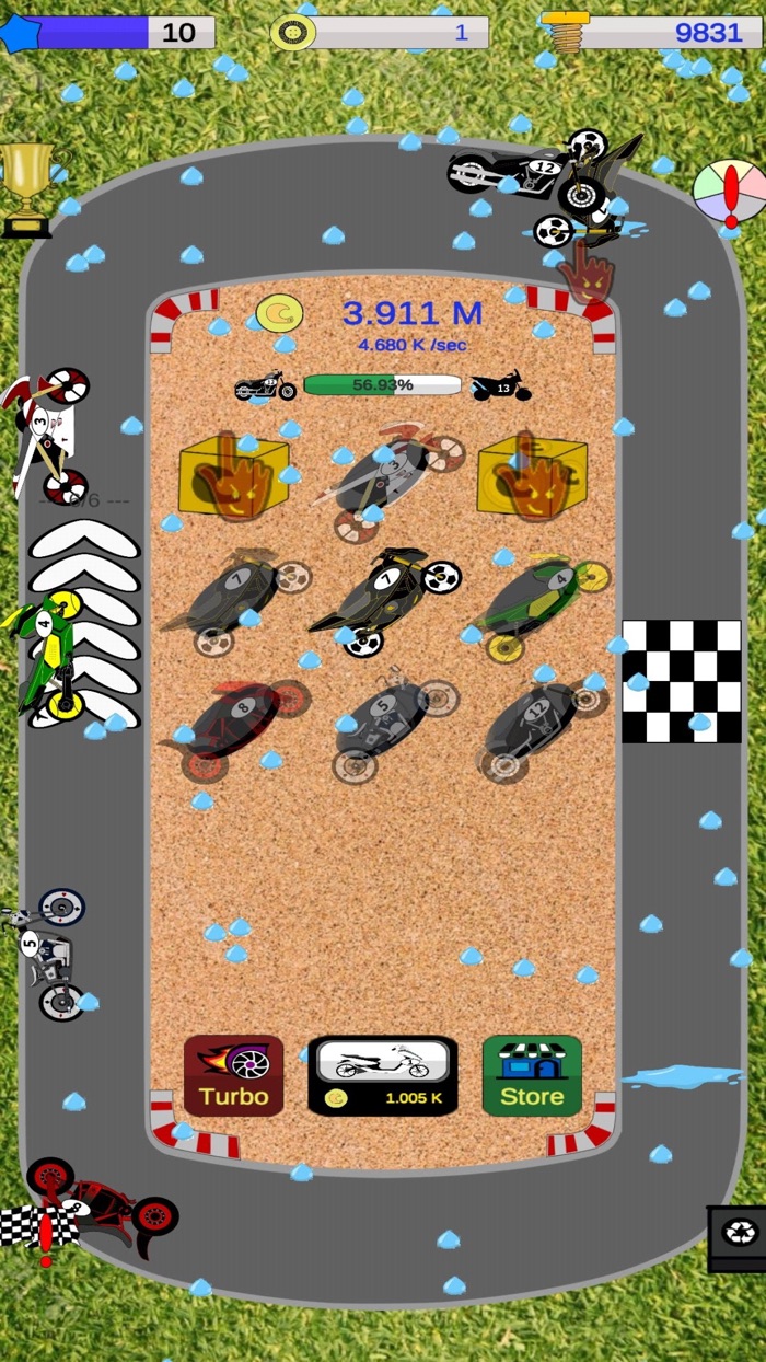 热门合并游戏：结合摩托车赛车。 有趣的点击和空闲大亨游戏 ！