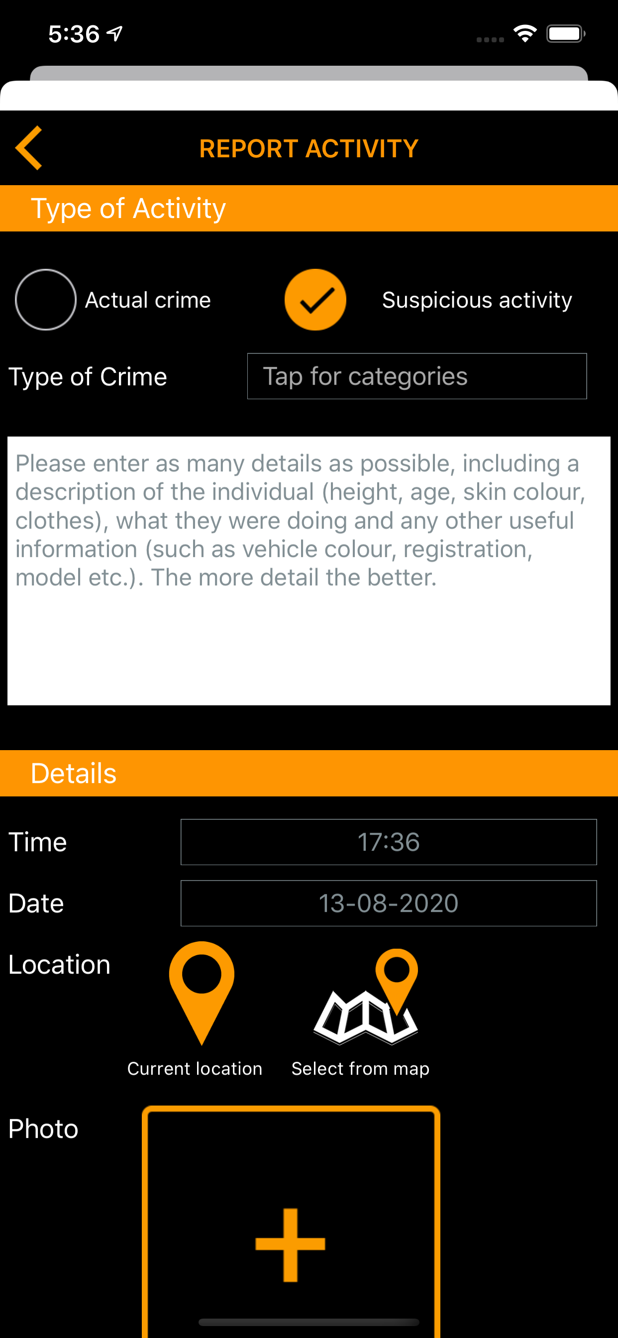 Woza panic button app