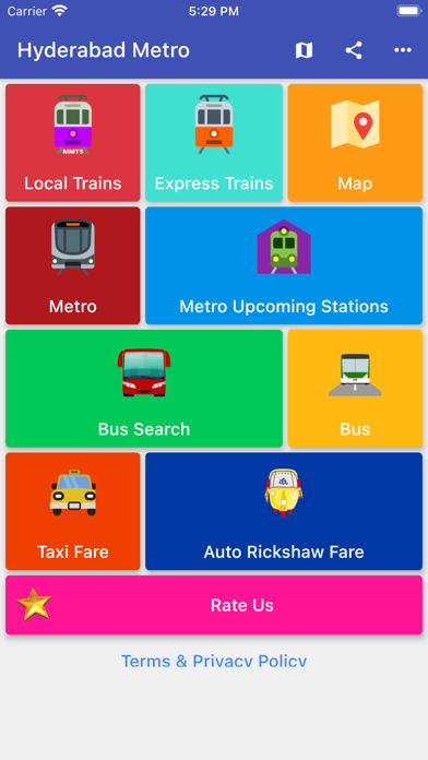 Hyderabad Metro, MMTS, RTC bus Screenshot