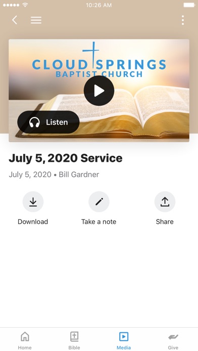 Cloud Springs Baptist Church Screenshot