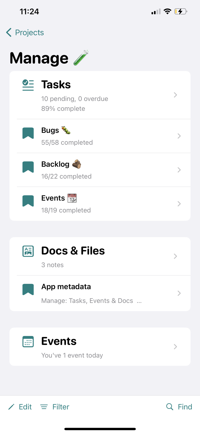 Manage Tasks Docs and Events