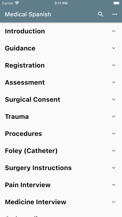 Spanish Medical Phrases Screenshot