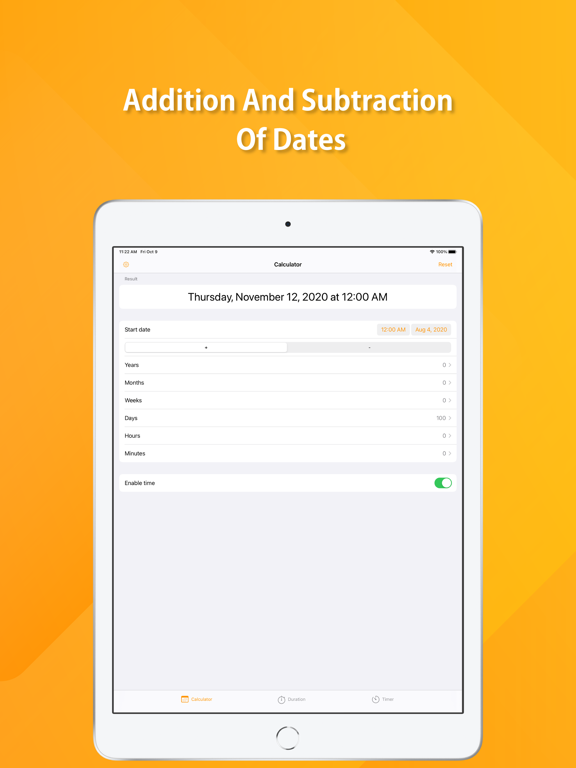 Calculator for Date and Time iPad screenshot 1 - Productivity app