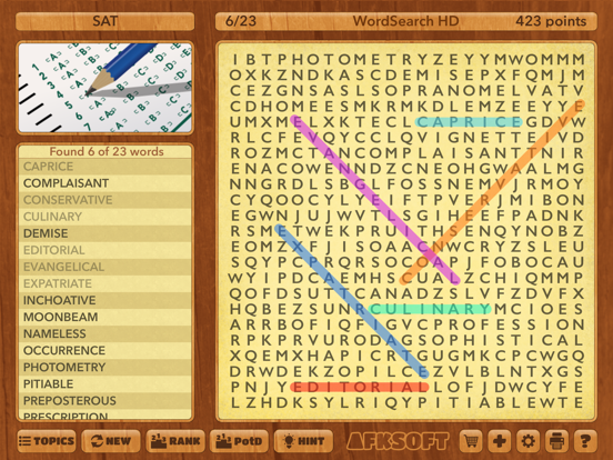 WordSearch HD iPad screenshot