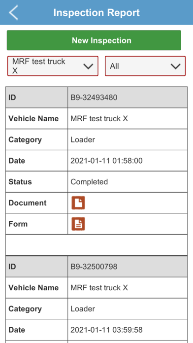 MRF Vehicle Inspection Screenshot