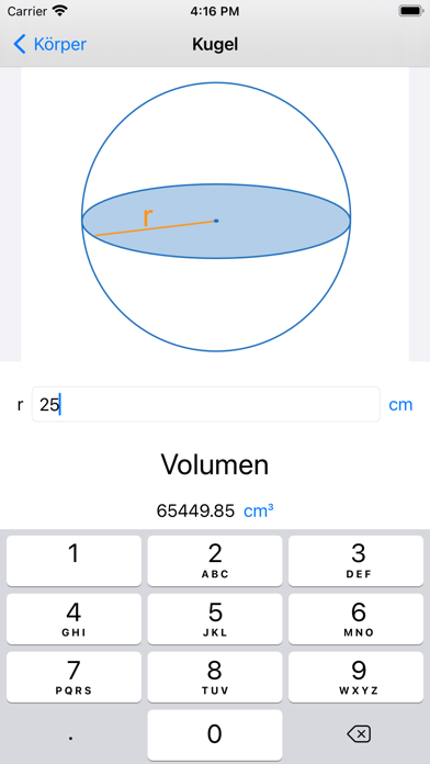 VolumenRechner Screenshot