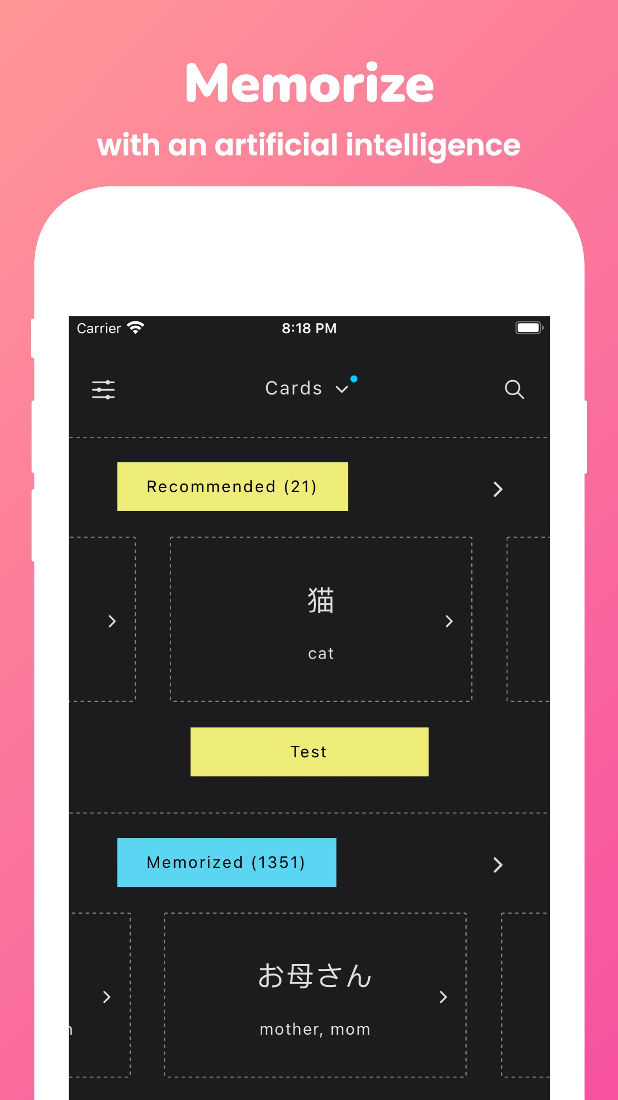 Screenshot do app Memorize: Learn Japanese Words