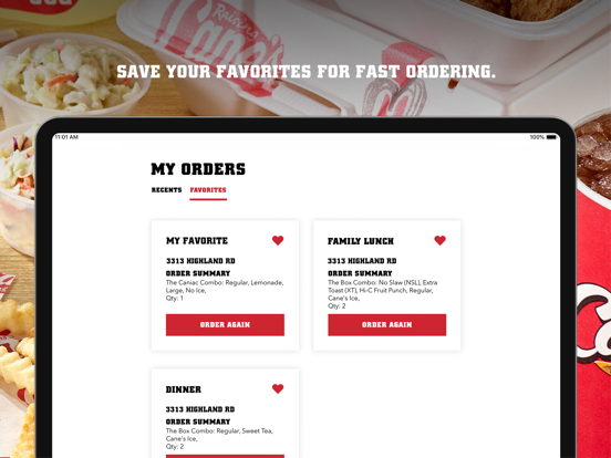 Raising Cane's Chicken Fingers iPad screenshot 5 - Food & Drink app