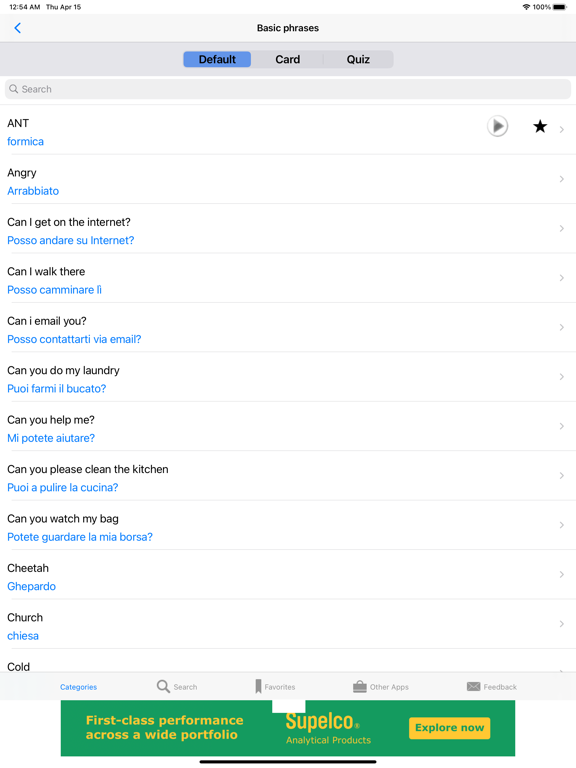 Screenshot #4 pour English to Italian Phrasebook