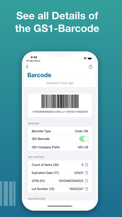 Pretty GS1 Barcode Scanner Screenshot