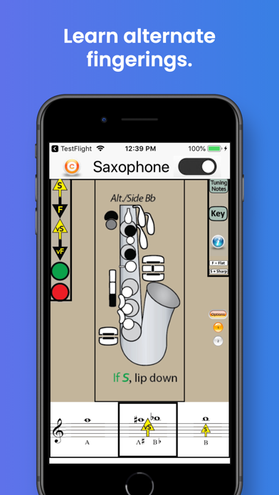 Saxophone Fingering & Tuning Screenshot