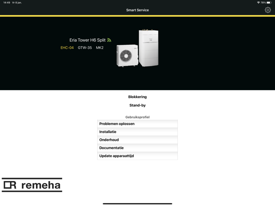 Remeha Smart Service Support iPad app afbeelding 2