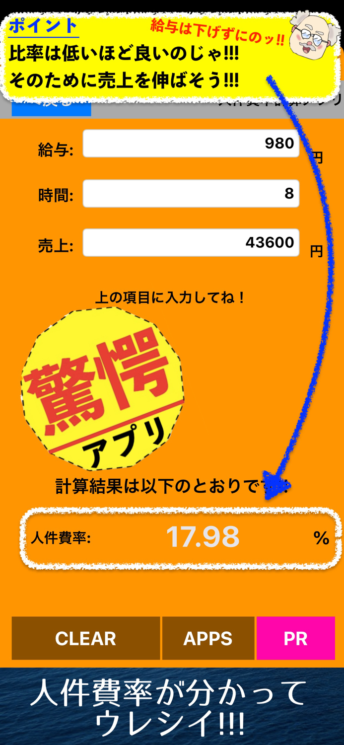 人件費率計算アプリ　経費計算