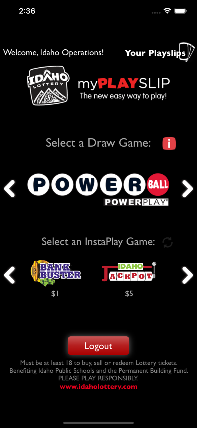 Idaho Lottery - myPlayslip