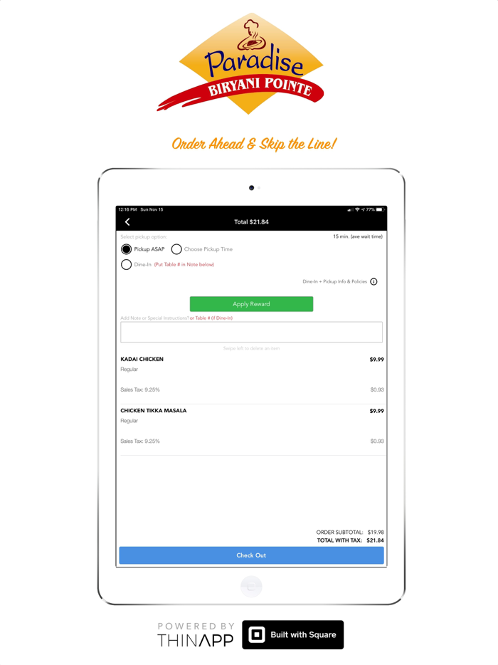 Paradise Biryani Pointe CA