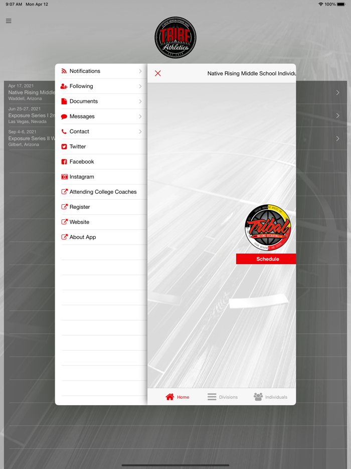 Tribe Athletics Sports Events