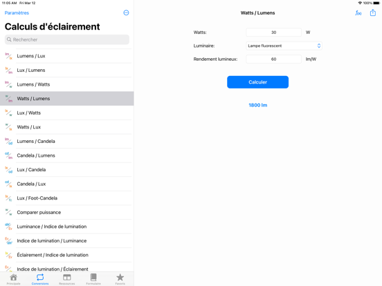 Screenshot #5 pour Calculs d'éclairement