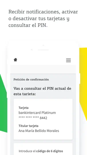 Captura de pantalla de Bankintercard en iPhone 4