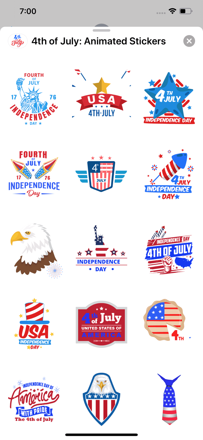 4th of July Animated Stickers