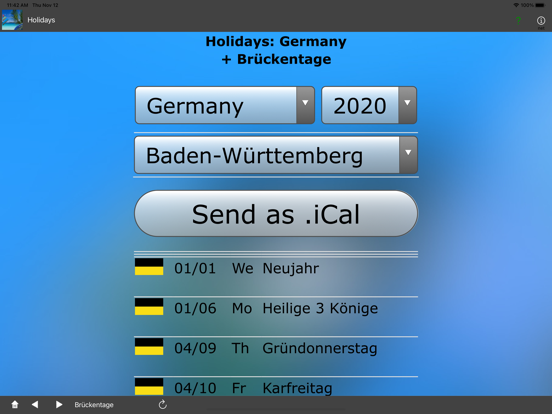 Feiertage nach Bundesländern iPad app afbeelding 1