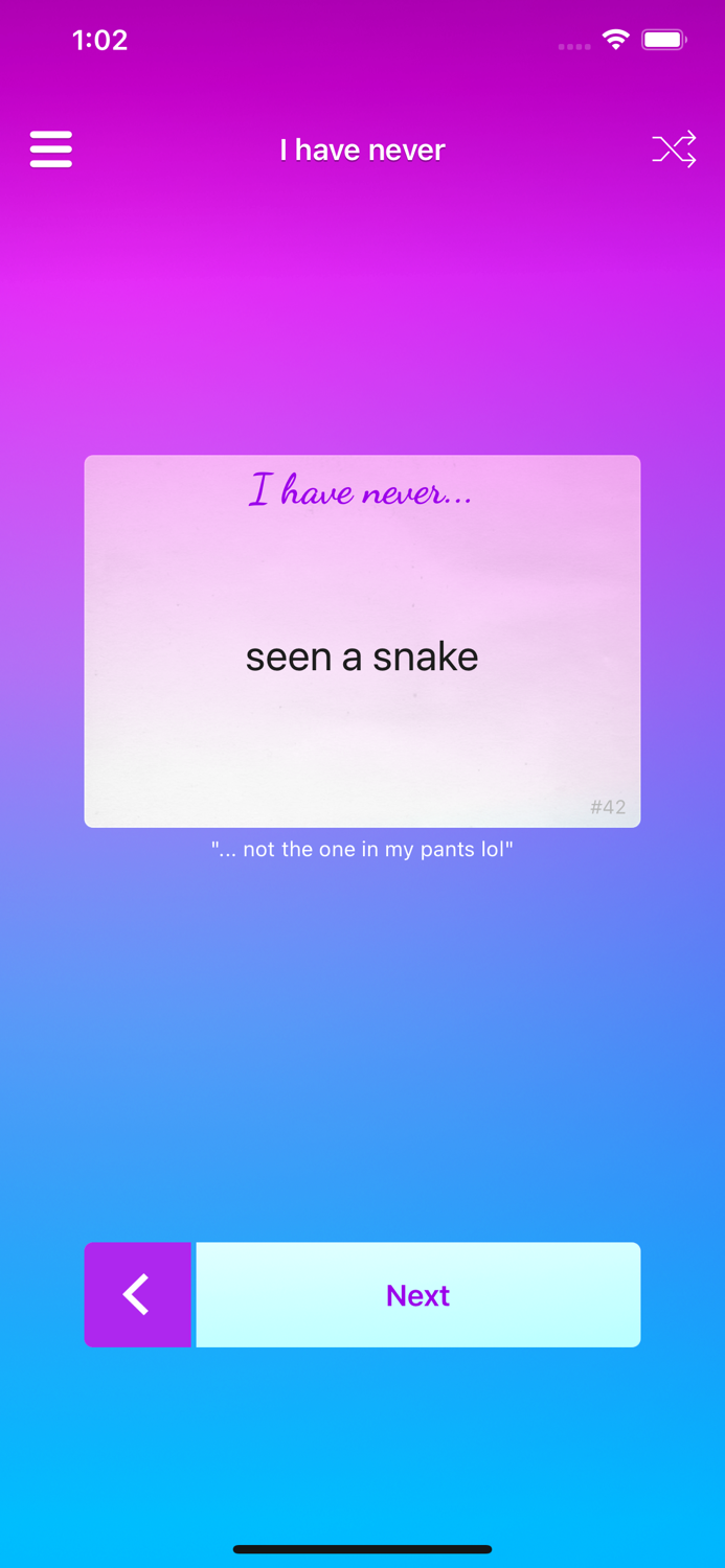 I have never Party game