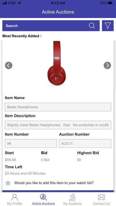 Care and Share Thrift Auction Screenshot