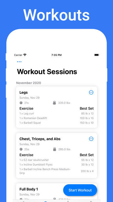 Lifting Log - Workout Tracker Screenshot