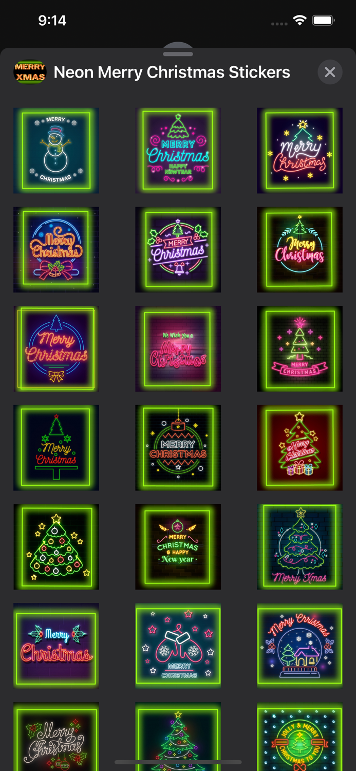 Neon Merry Christmas Stickers