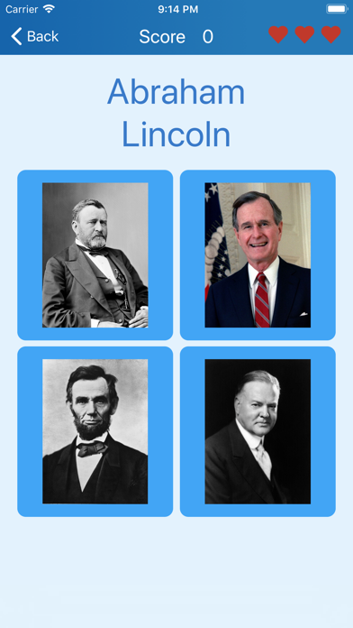 Presidents of the USA - quiz Screenshot