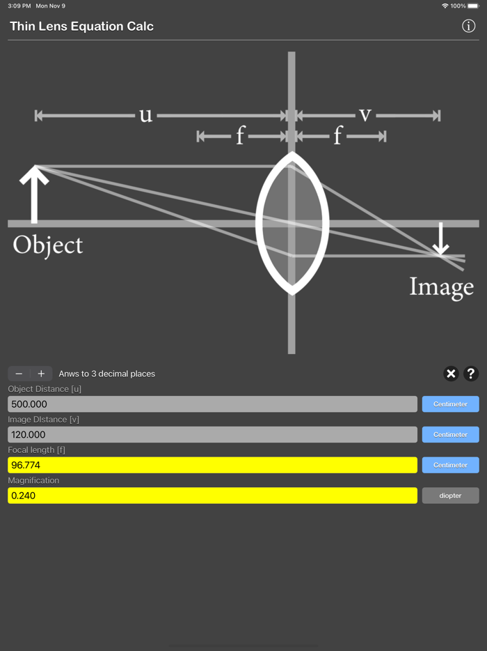 Thin Lens Equation Calc