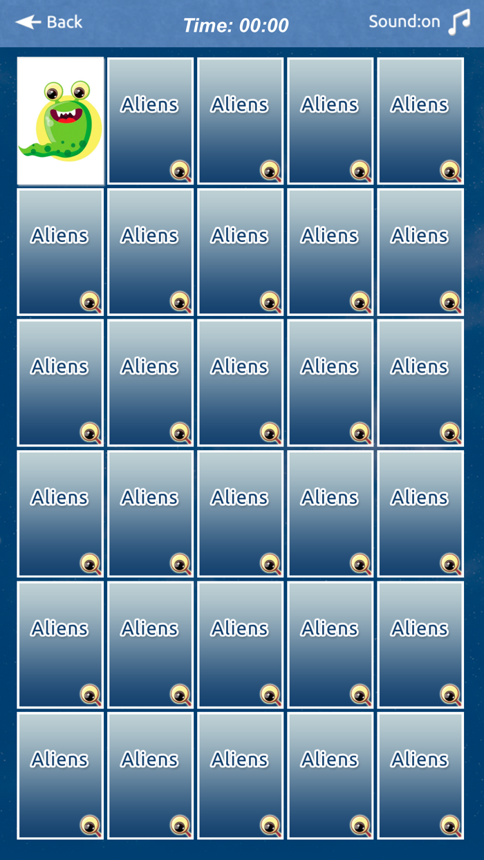 Aliens Memory Match Game