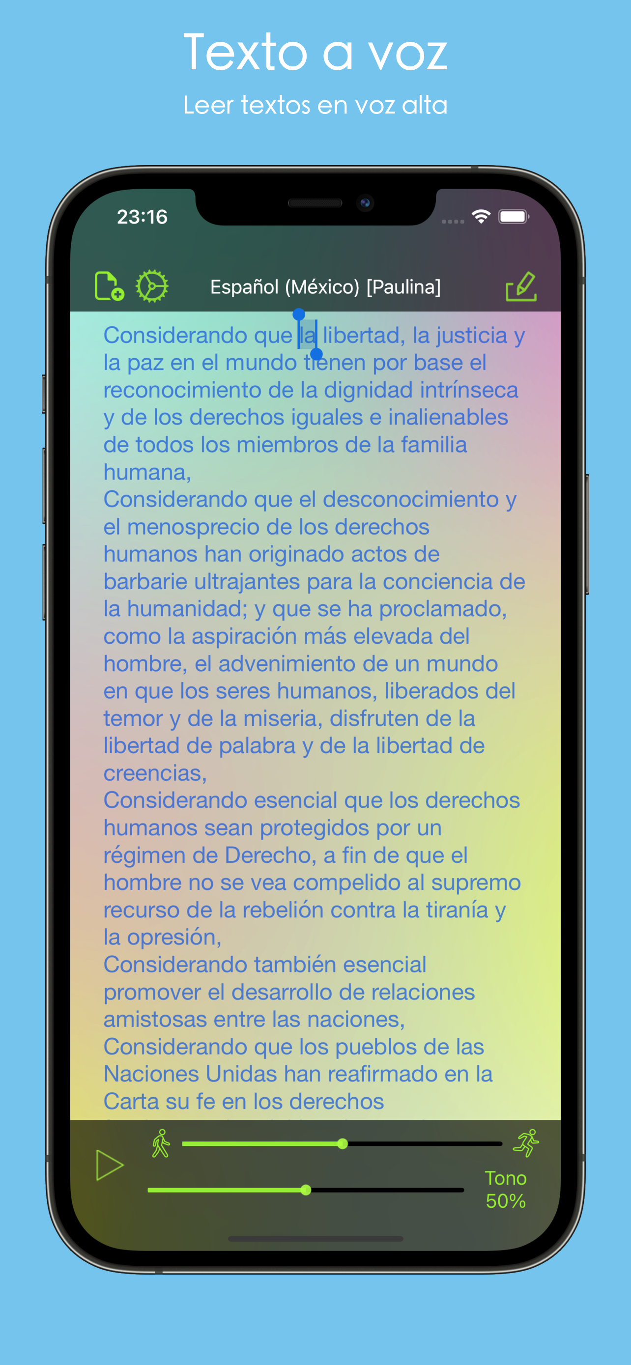 Aloud!, lector de textos a voz