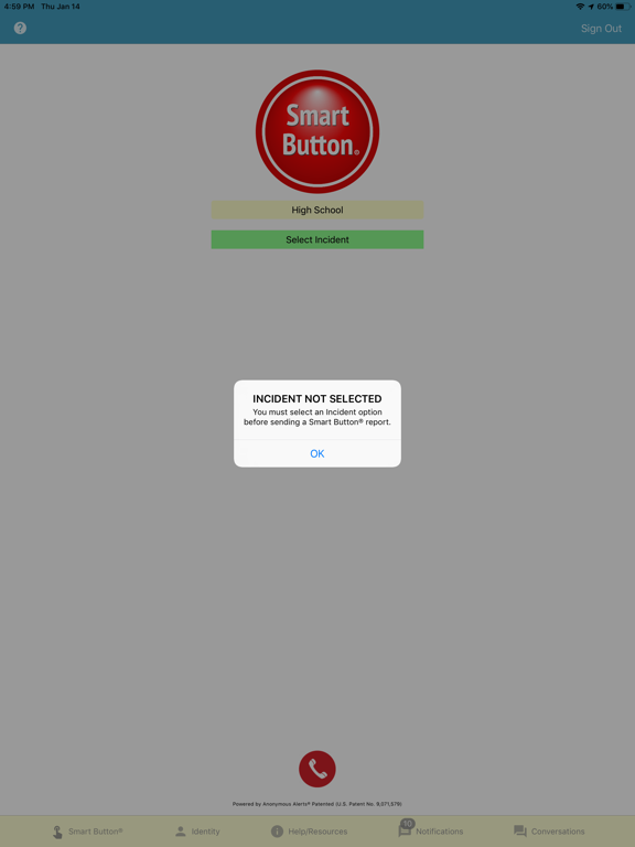 Smart Button Panic Button iPad screenshot