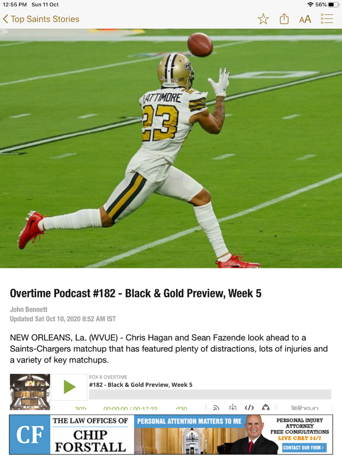 Final Play Saints News