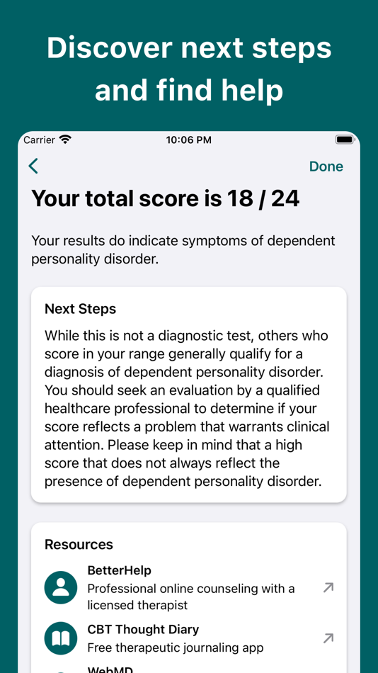 #3. Dependent Personality D. Test (iOS) Podle: Inquiry Health LLC