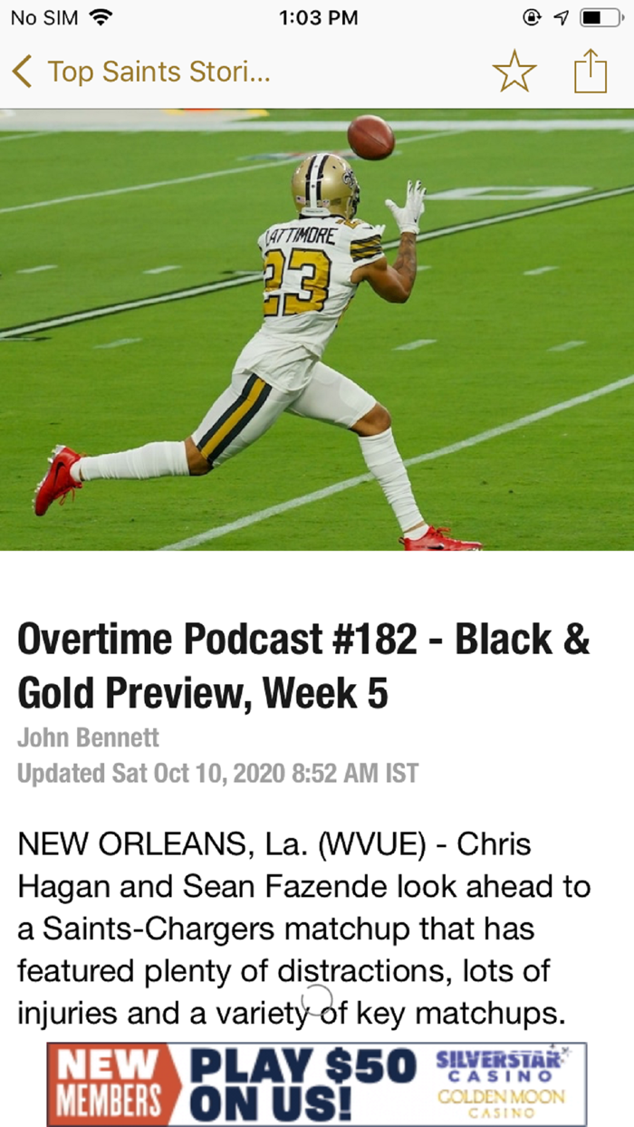 Final Play Saints News